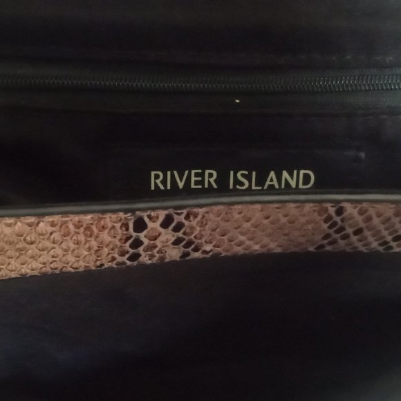 River Island London One Size Handbag Shoulder Bag 100% Polyurethane Beige&Brown - Picture 5 of 6